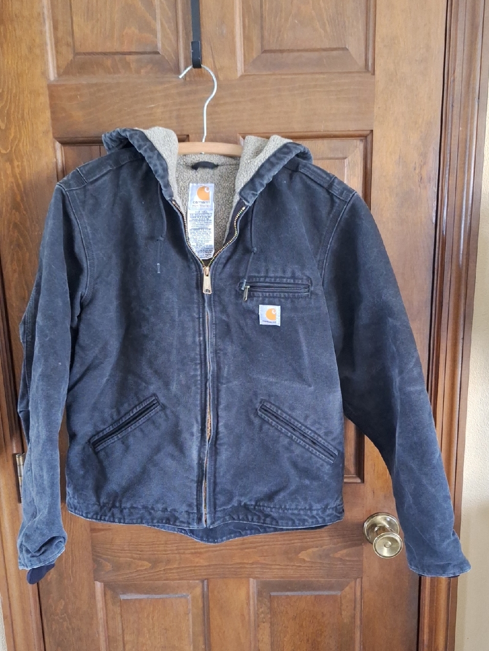 Carhartt Black Hooded Sherpa-Lined Jacket